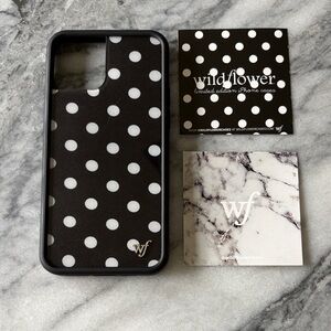 Wildflower Classic Black and White Polka Dot iPhone 12 Case